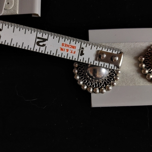 Vintage* 50s Sterling Silver Clip-on Earrings. Mexico - Picture 6 of 6